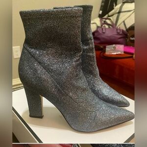 Guess Aspire Pewter Glitter Boots EUC